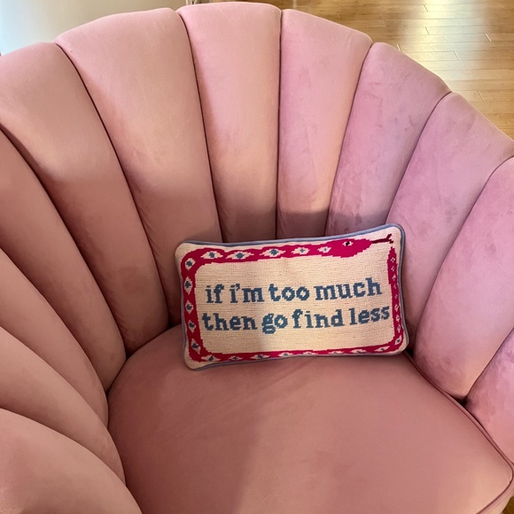 Furbish Decorative Needlepoint Pillow 8 x 14 "if i'm too much then go find less" - Picture 2 of 4
